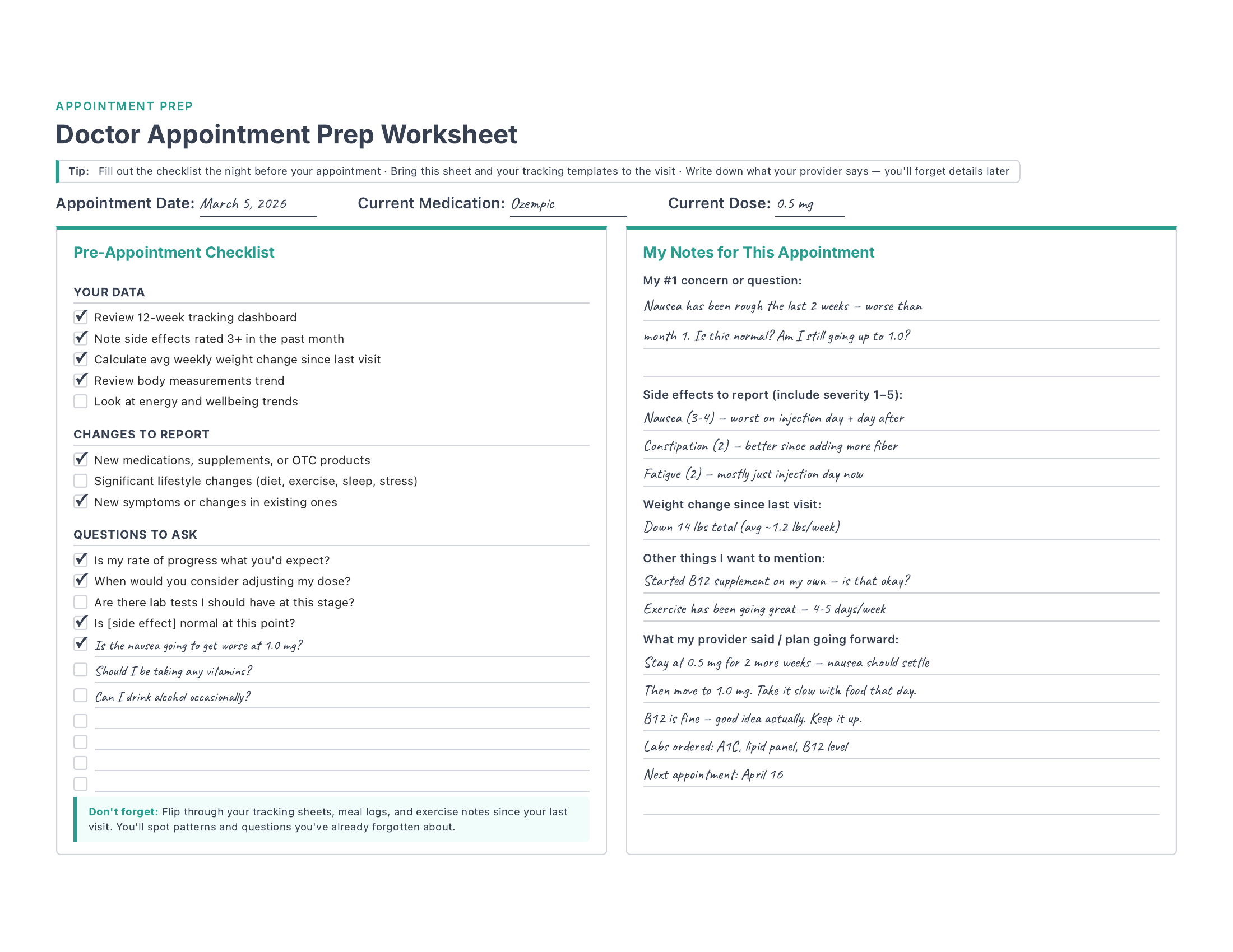 Doctor Appointment Prep Worksheets preview