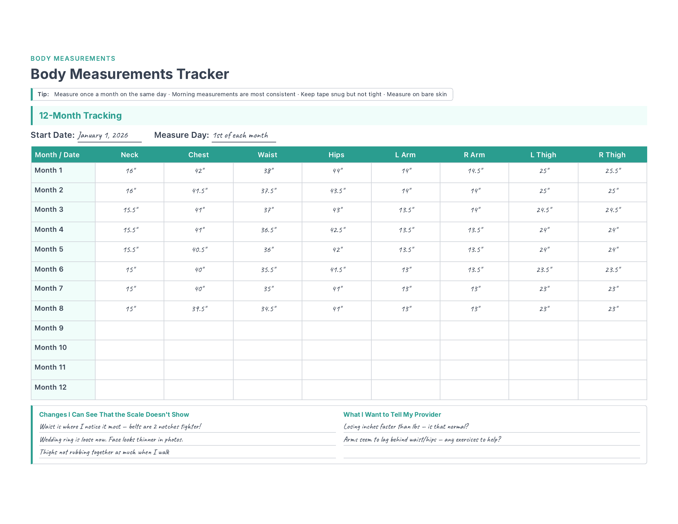 Body Measurements Tracker preview