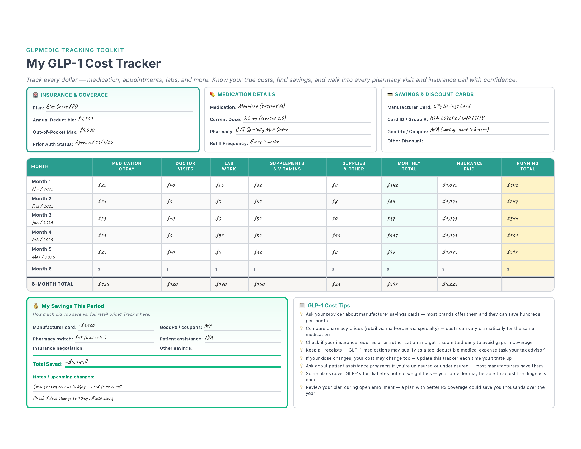 GLP-1 Cost Tracker preview