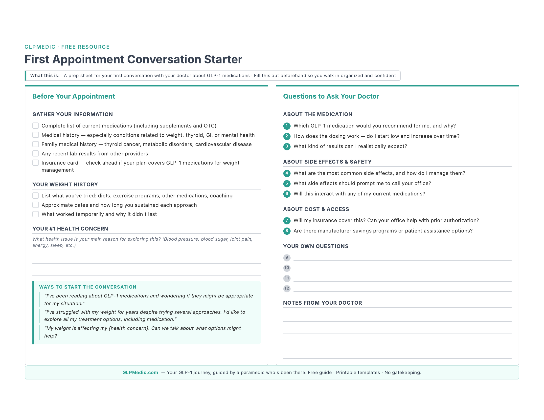 First Appointment Conversation Starter preview