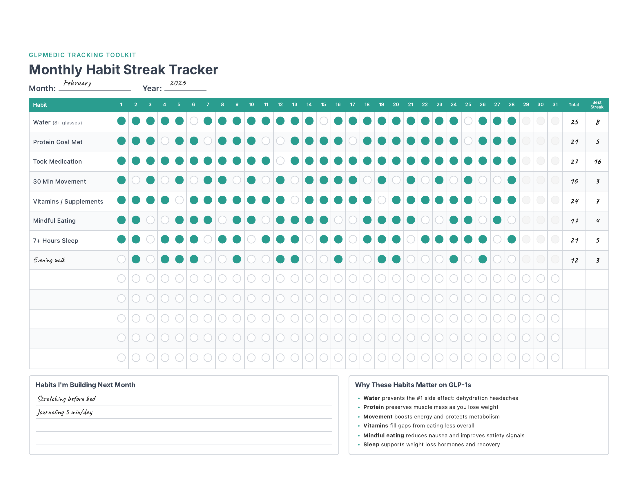 Monthly Habit Streak Tracker preview