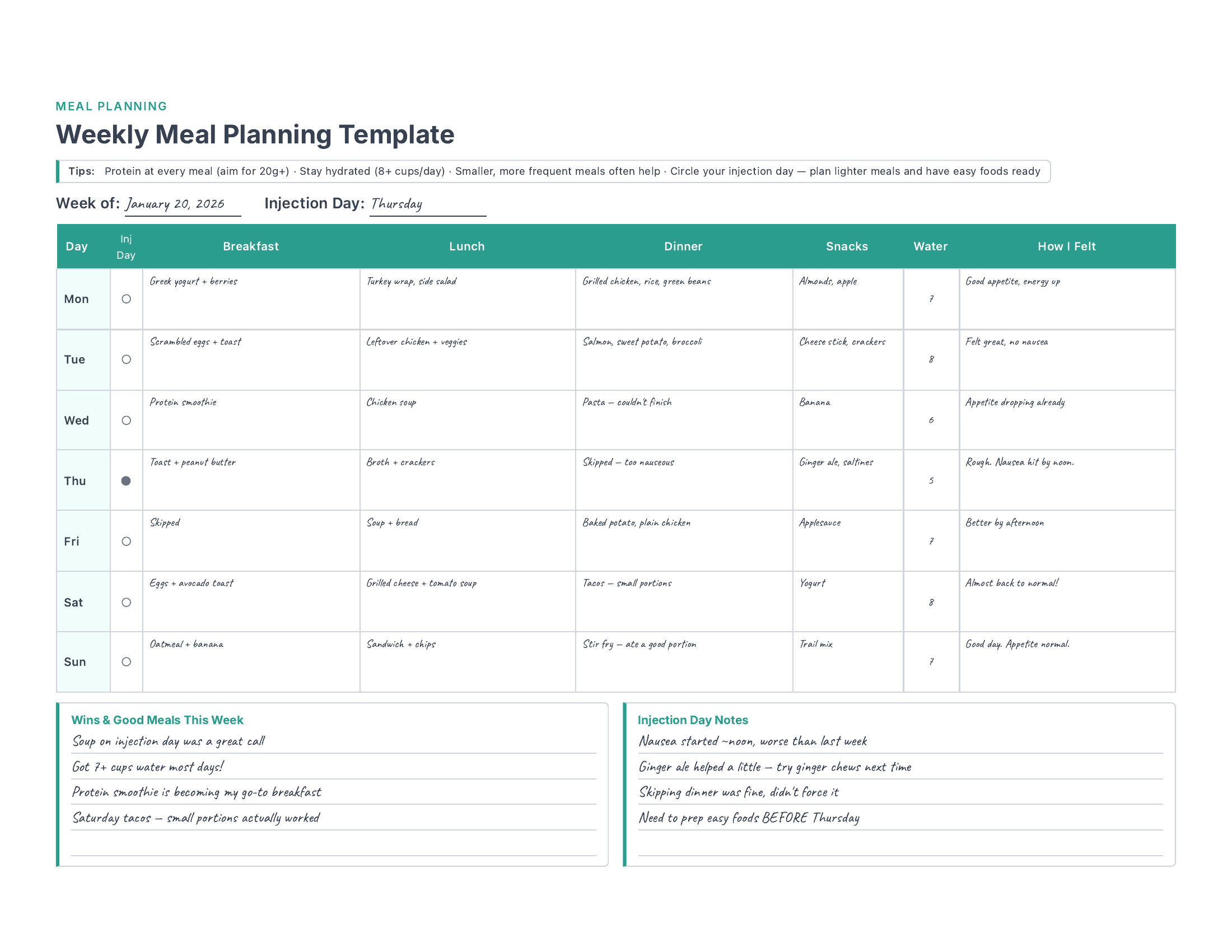 Weekly Meal Planning Template preview