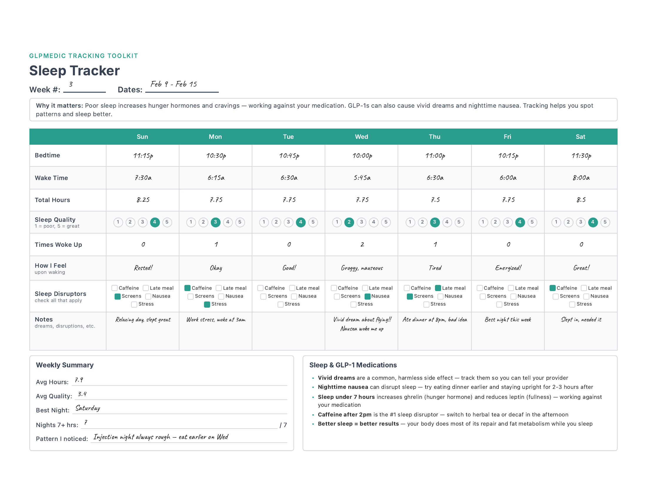Weekly Sleep Tracker preview